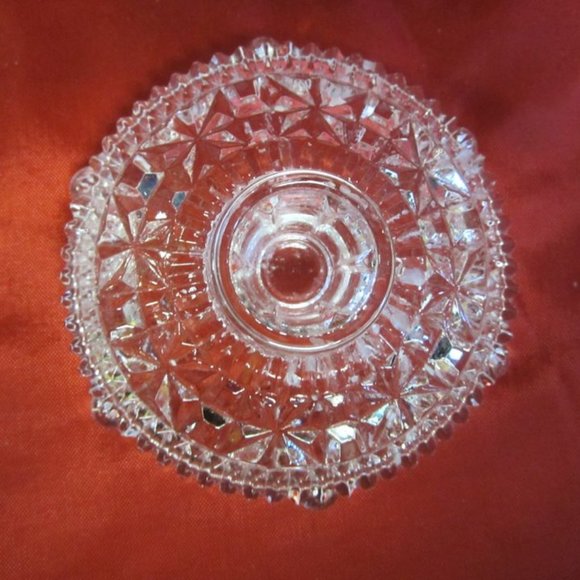 VTG 60'S PAIR OF TAPERED CRYSTAL CANDLE HOLDERS, DOME SHAPED W/CUTS - Picture 4 of 6